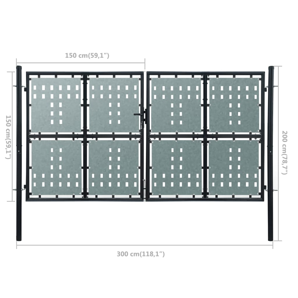 Zwarte enkele deur schuttingpoort 300x150 cm is nu te koop bij PeponiXL, paradijselijk wonen!