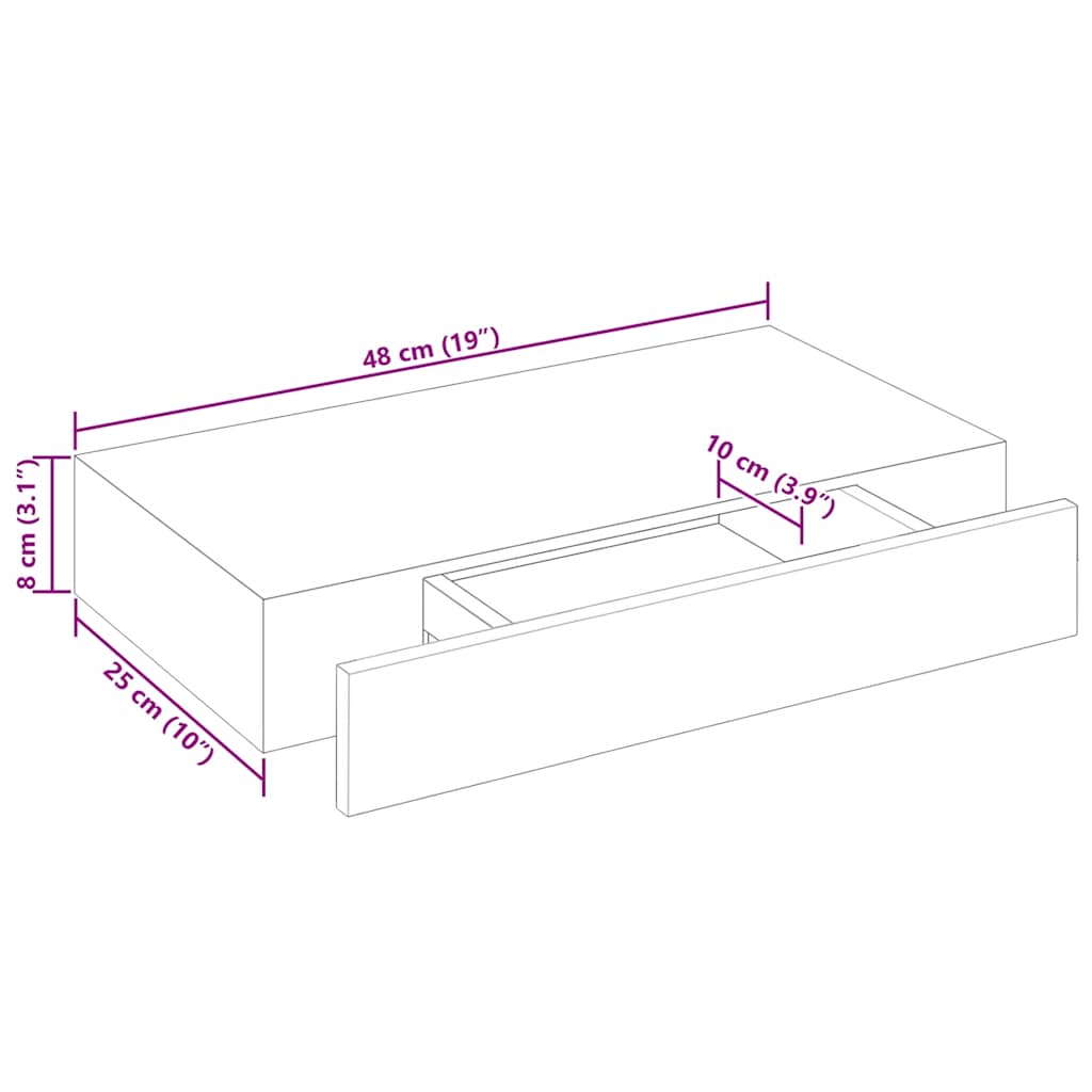 Wandschap met lade zwevend MDF wit is nu te koop bij PeponiXL, paradijselijk wonen!
