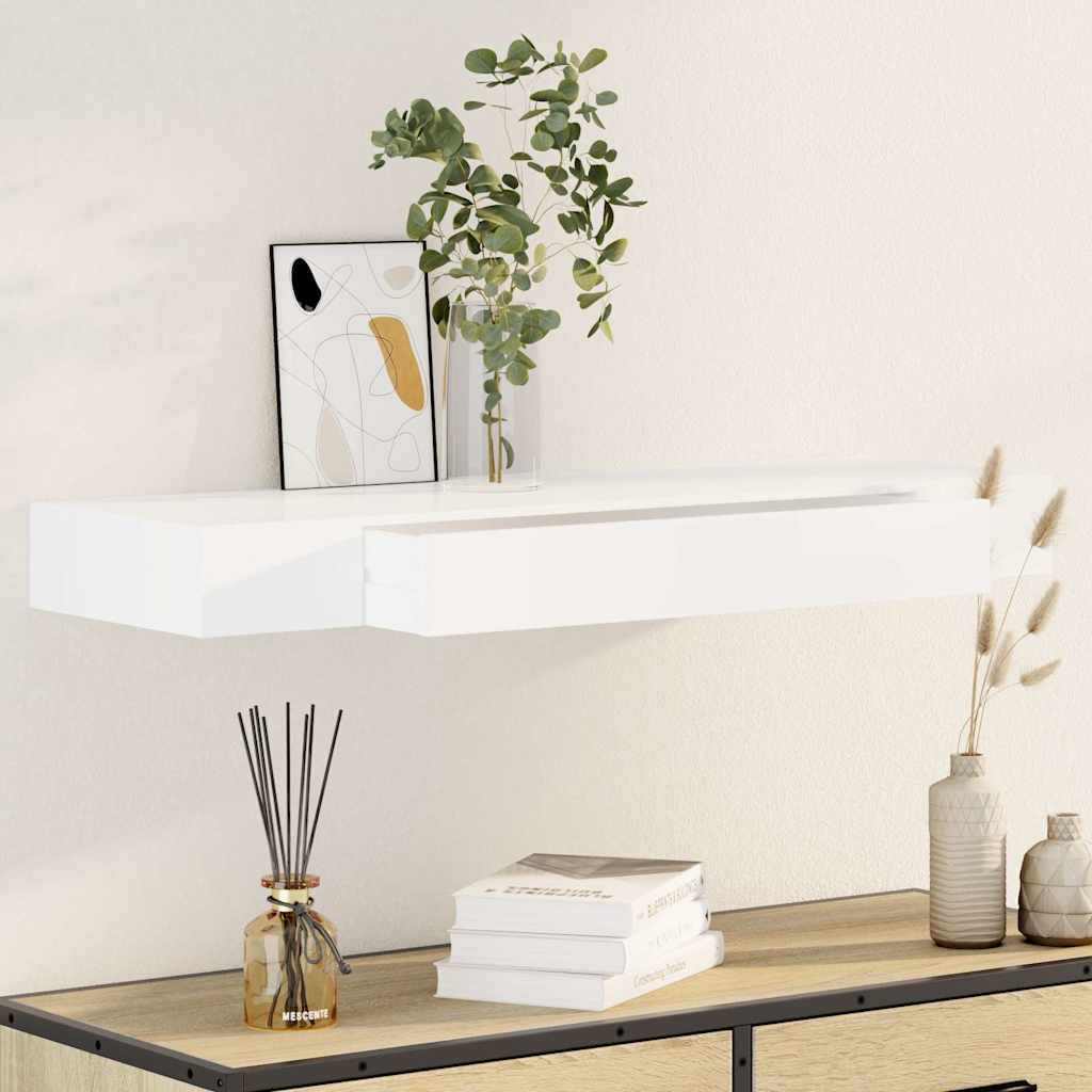 Wandschap met lade zwevend MDF wit is nu te koop bij PeponiXL, paradijselijk wonen!
