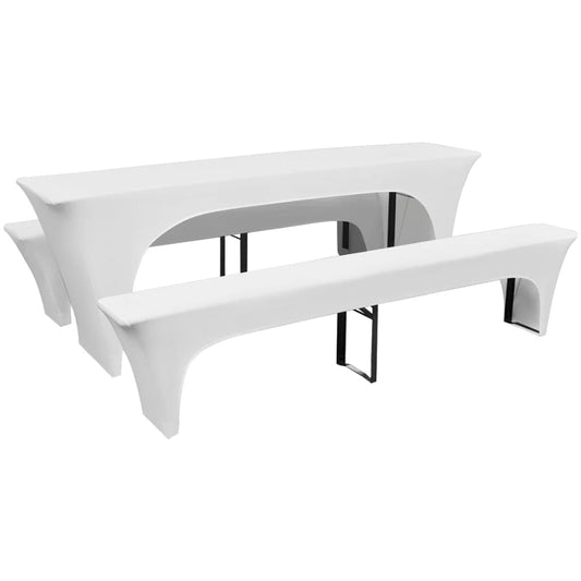 Hoes voor biertafel en banken 225x50x80 cm stretch wit 3 st is nu te koop bij PeponiXL, paradijselijk wonen!