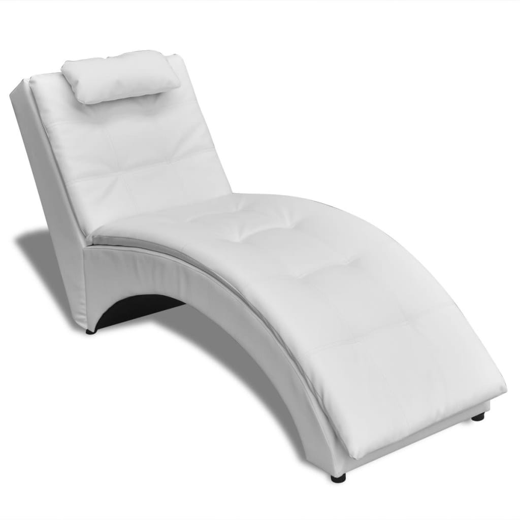 Chaise longue met kussen kunstleer wit is nu te koop bij PeponiXL, paradijselijk wonen!