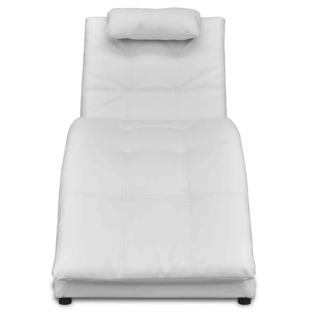 Chaise longue met kussen kunstleer wit is nu te koop bij PeponiXL, paradijselijk wonen!