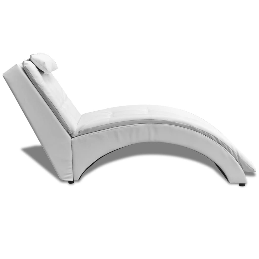 Chaise longue met kussen kunstleer wit is nu te koop bij PeponiXL, paradijselijk wonen!