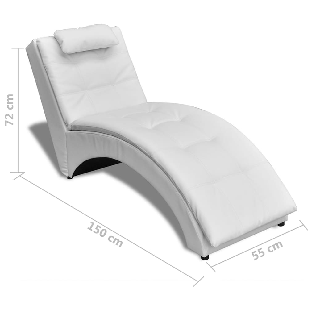 Chaise longue met kussen kunstleer wit is nu te koop bij PeponiXL, paradijselijk wonen!