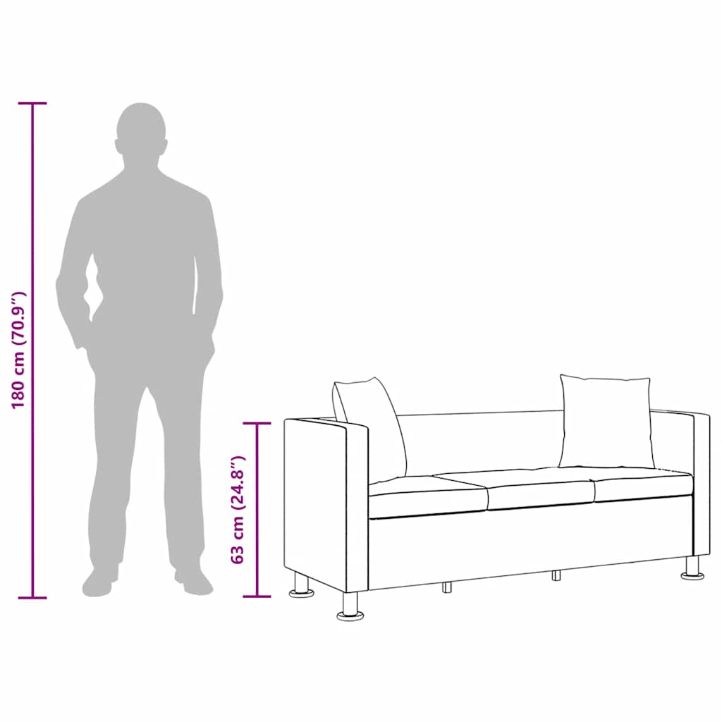 Driezitsbank kunstleer zwart is nu te koop bij PeponiXL, paradijselijk wonen!