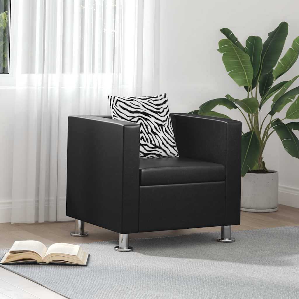Fauteuil kunstleer zwart is nu te koop bij PeponiXL, paradijselijk wonen!