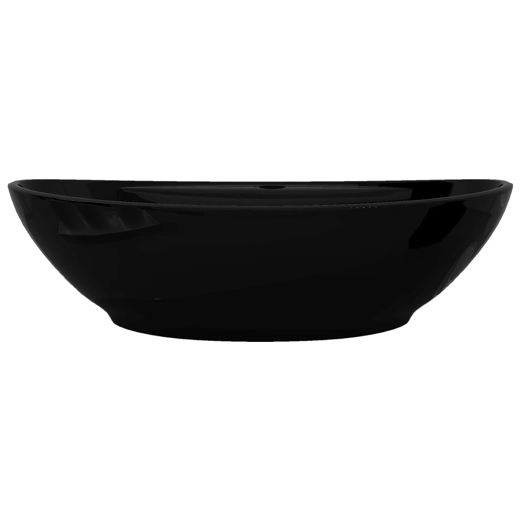 Wasbak met overloop, keramiek, ovaal, zwart is nu te koop bij PeponiXL, paradijselijk wonen!