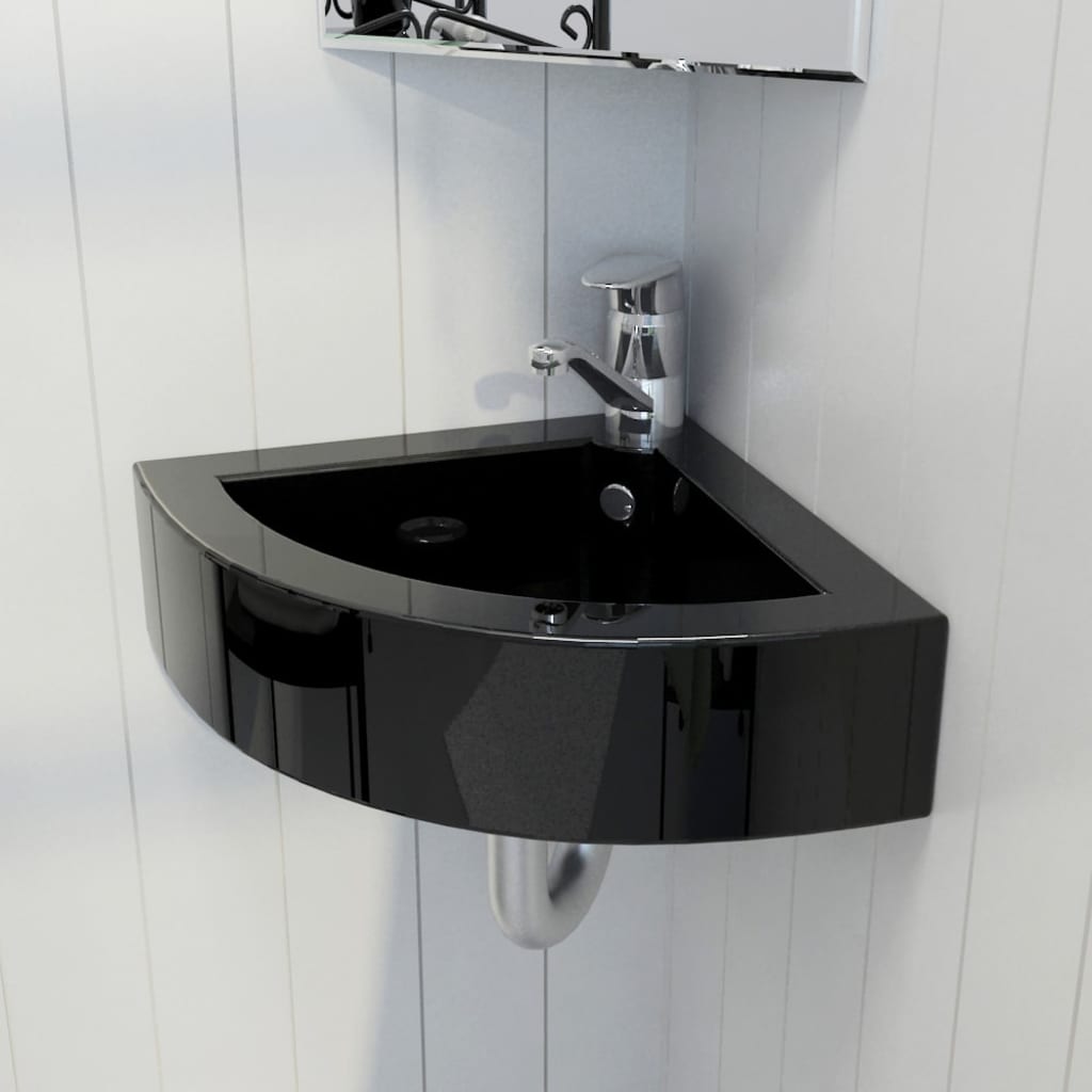 Wastafel met overloop 45x32x12,5 cm zwart is nu te koop bij PeponiXL, paradijselijk wonen!