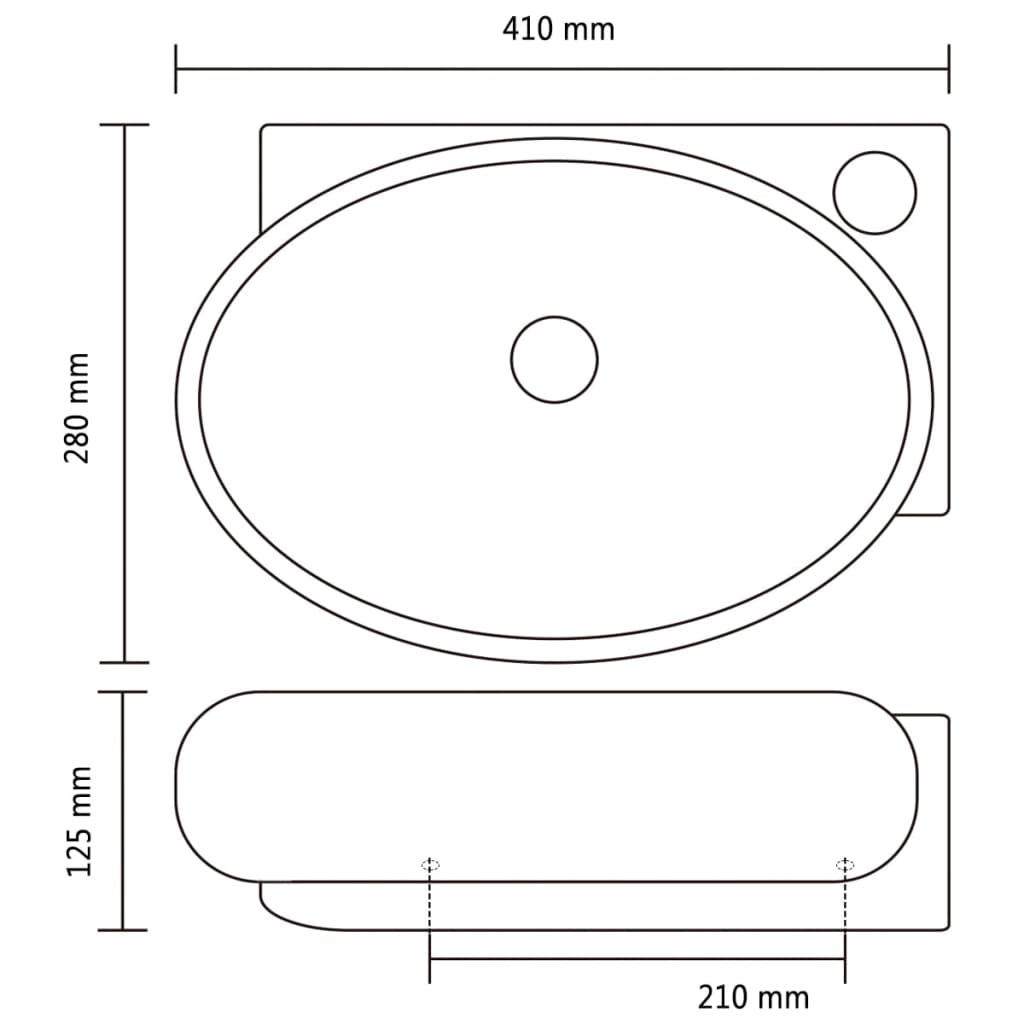 Wastafel met kraangat en overloop rond keramiek zwart is nu te koop bij PeponiXL, paradijselijk wonen!