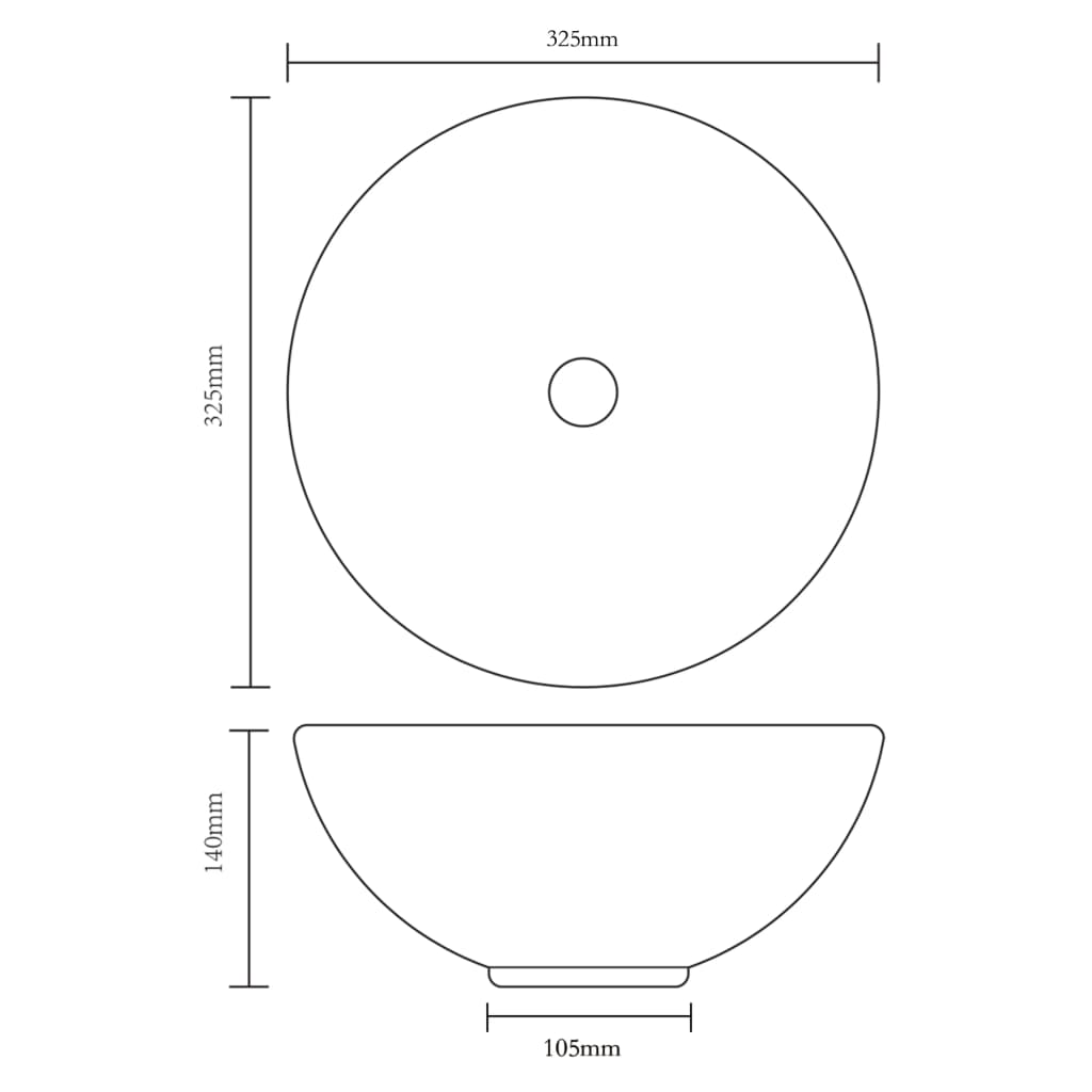 Wasbak, keramiek, rond, zwart 325 mm is nu te koop bij PeponiXL, paradijselijk wonen!