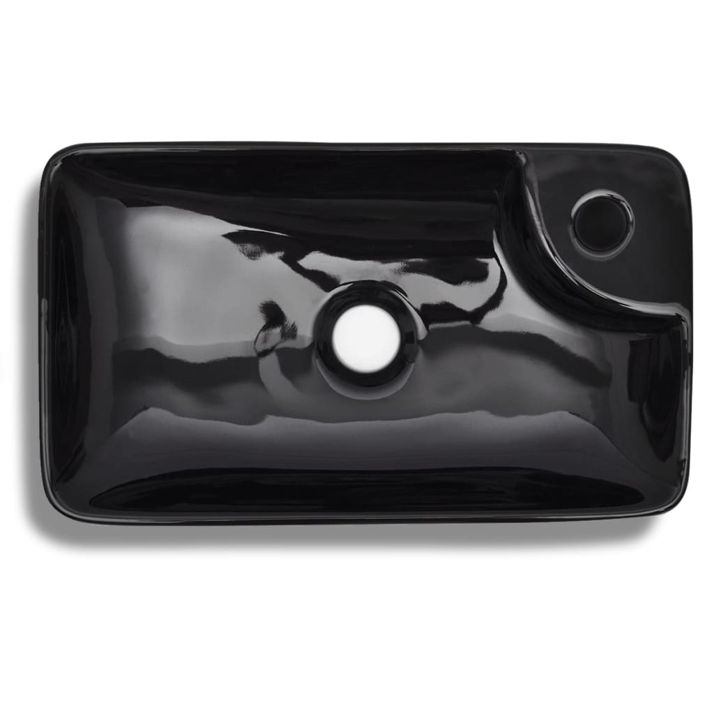 Wasbak met kraangat, keramiek, zwart is nu te koop bij PeponiXL, paradijselijk wonen!