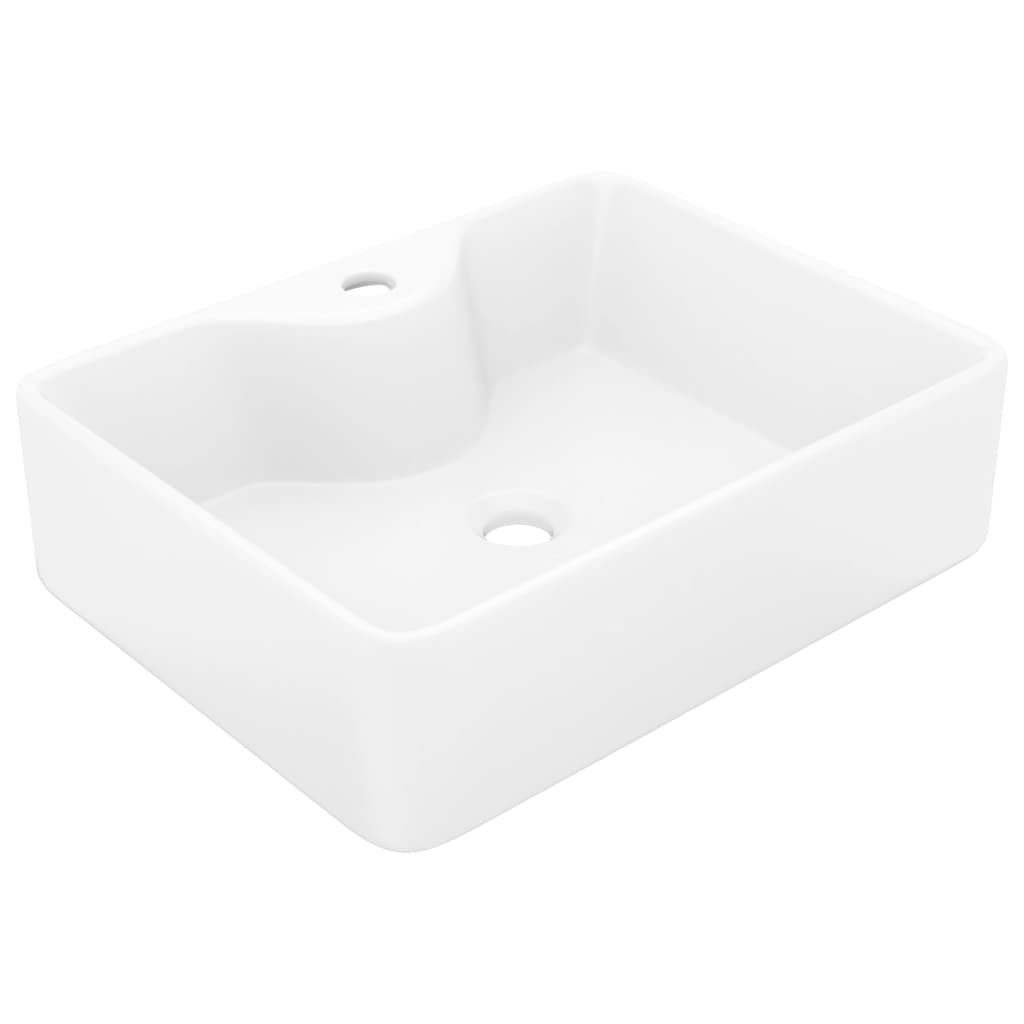 Wastafel met kraangat wit vierkant keramiek is nu te koop bij PeponiXL, paradijselijk wonen!