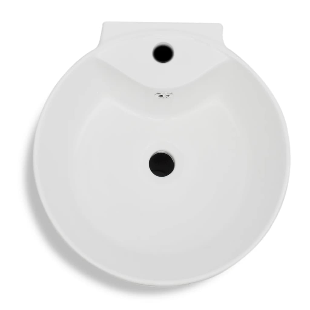 Staande wastafel met overloop en kraangat wit rond keramiek is nu te koop bij PeponiXL, paradijselijk wonen!