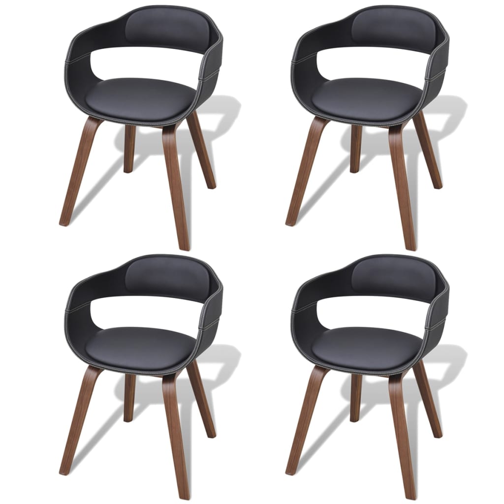 Eetkamerstoelen 4 st gebogen hout en kunstleer zwart is nu te koop bij PeponiXL, paradijselijk wonen!