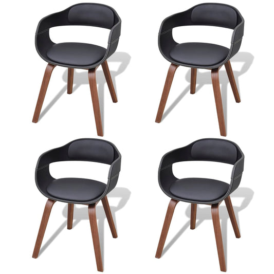Eetkamerstoelen 4 st gebogen hout en kunstleer zwart is nu te koop bij PeponiXL, paradijselijk wonen!