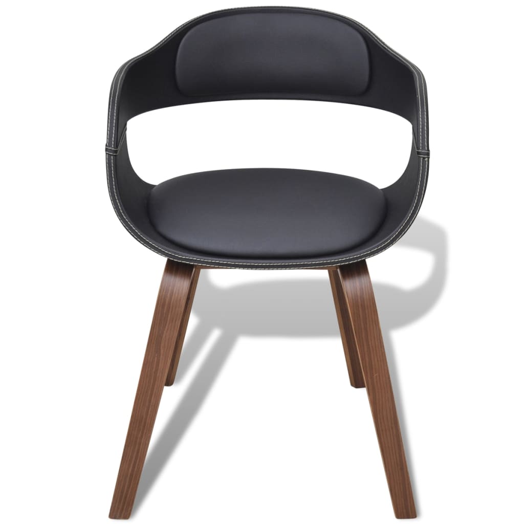 Eetkamerstoelen 4 st gebogen hout en kunstleer zwart is nu te koop bij PeponiXL, paradijselijk wonen!