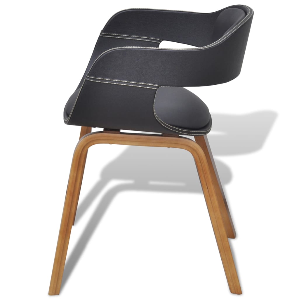 Eetkamerstoelen 4 st gebogen hout en kunstleer zwart is nu te koop bij PeponiXL, paradijselijk wonen!