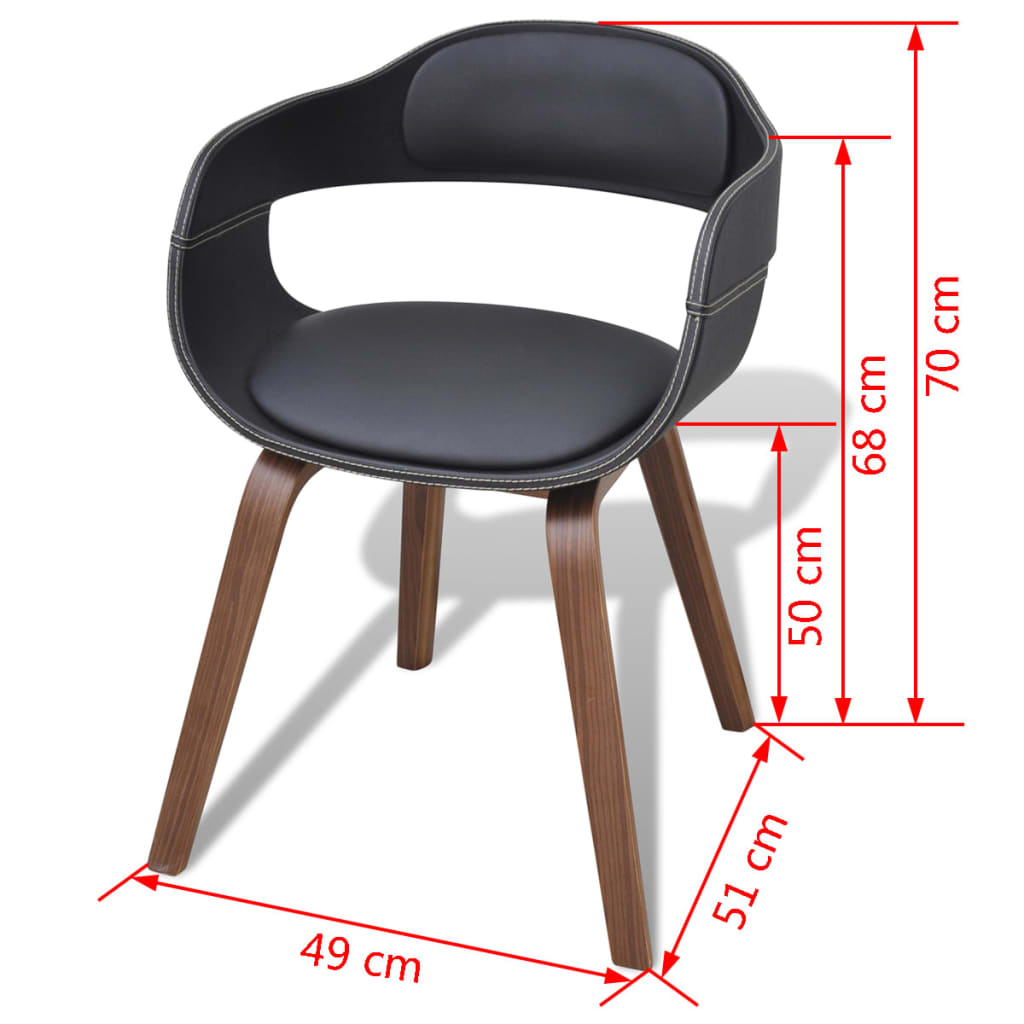 Eetkamerstoelen 4 st gebogen hout en kunstleer zwart is nu te koop bij PeponiXL, paradijselijk wonen!