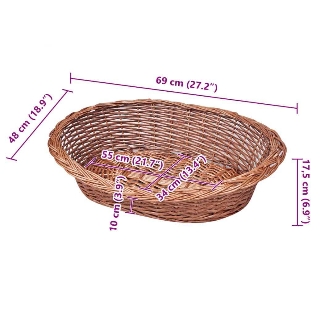 Hondenmand/huisdierenbed 69 cm natuurlijk wilgen is nu te koop bij PeponiXL, paradijselijk wonen!