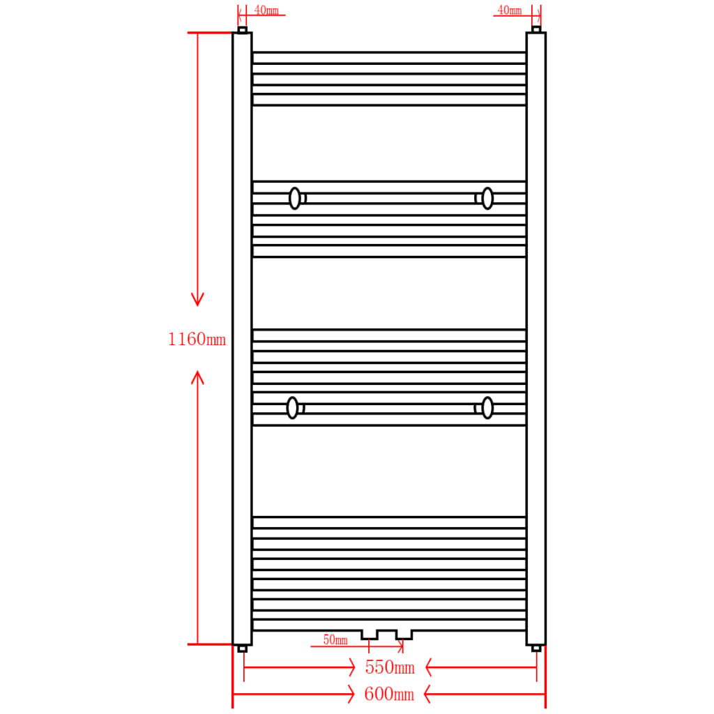 Radiator / handdoekenrek recht 600x1160 mm grijs is nu te koop bij PeponiXL, paradijselijk wonen!