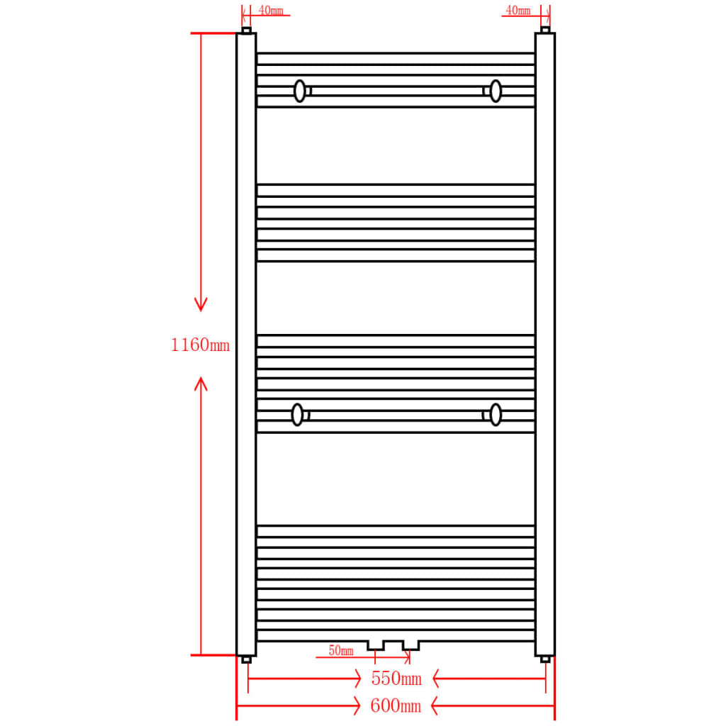 Radiator / handdoekenrek recht 600x1160 mm zwart is nu te koop bij PeponiXL, paradijselijk wonen!