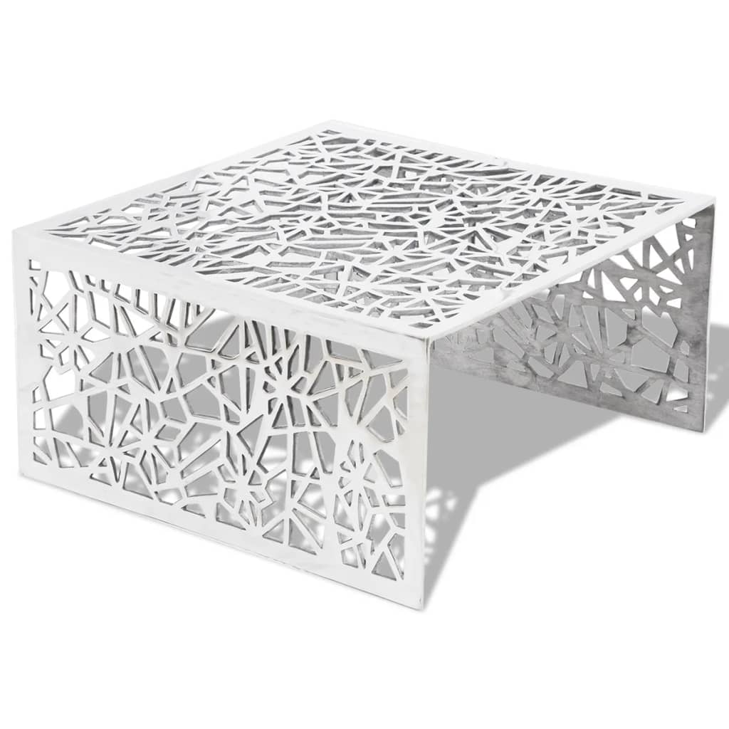 Salontafel opengewerkt ontwerp aluminium zilverkleurig is nu te koop bij PeponiXL, paradijselijk wonen!