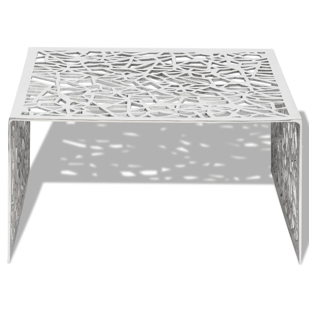 Salontafel opengewerkt ontwerp aluminium zilverkleurig is nu te koop bij PeponiXL, paradijselijk wonen!