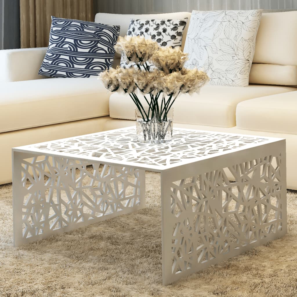 Salontafel opengewerkt ontwerp aluminium zilverkleurig is nu te koop bij PeponiXL, paradijselijk wonen!
