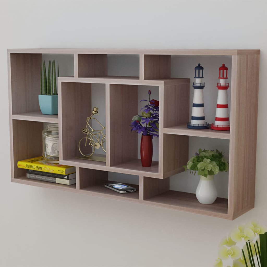 Muurkast 8 compartimenten eikenkleur is nu te koop bij PeponiXL, paradijselijk wonen!