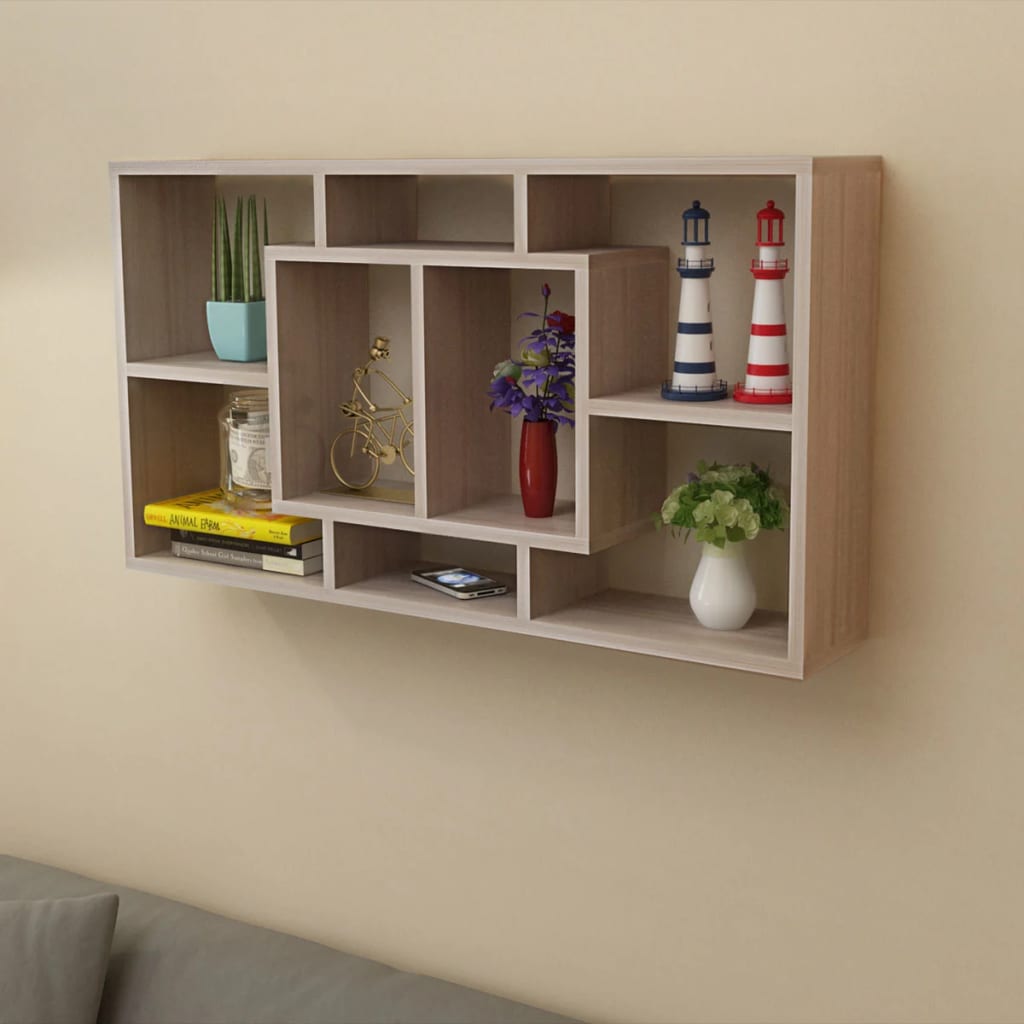 Muurkast 8 compartimenten eikenkleur is nu te koop bij PeponiXL, paradijselijk wonen!