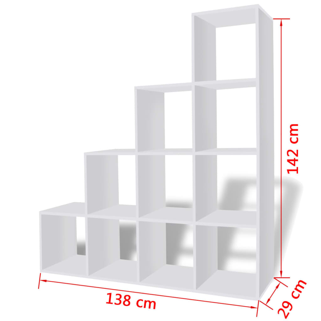 Boekenkast/presentatiemeubel trapvormig 142 cm wit is nu te koop bij PeponiXL, paradijselijk wonen!