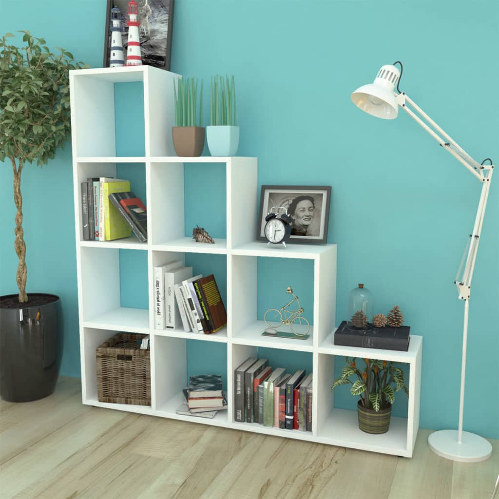 Boekenkast/presentatiemeubel trapvormig 142 cm wit is nu te koop bij PeponiXL, paradijselijk wonen!