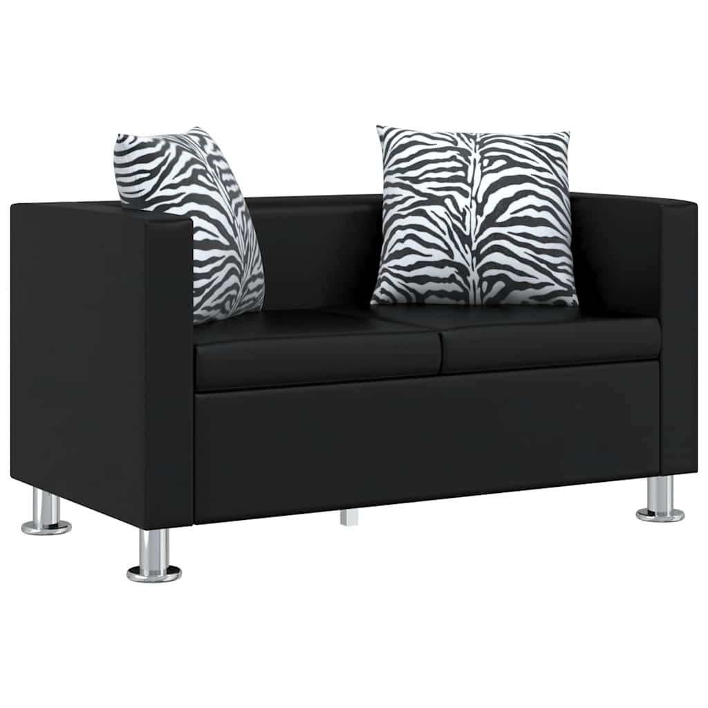 Bankstel kunstleer zwart is nu te koop bij PeponiXL, paradijselijk wonen!