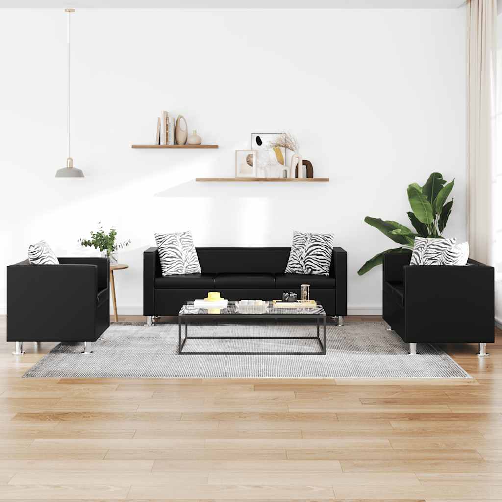 Bankstel kunstleer zwart is nu te koop bij PeponiXL, paradijselijk wonen!
