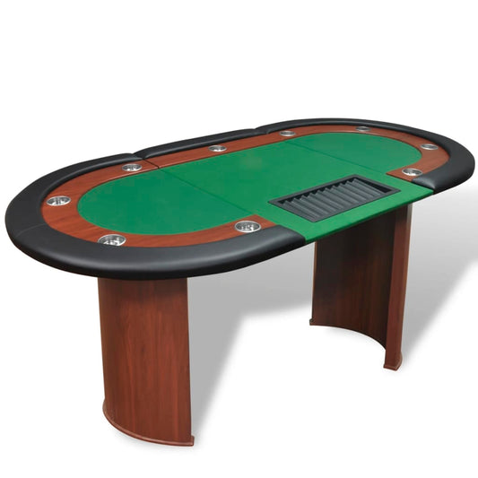 Pokertafel voor 10 personen met dealervak en fichebak groen is nu te koop bij PeponiXL, paradijselijk wonen!