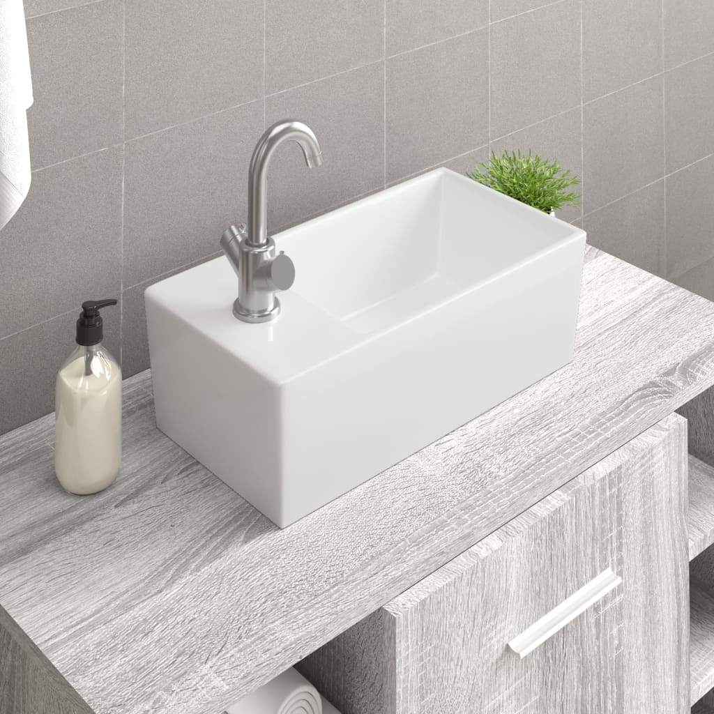 Wasbak 48x25x15 cm keramiek wit is nu te koop bij PeponiXL, paradijselijk wonen!