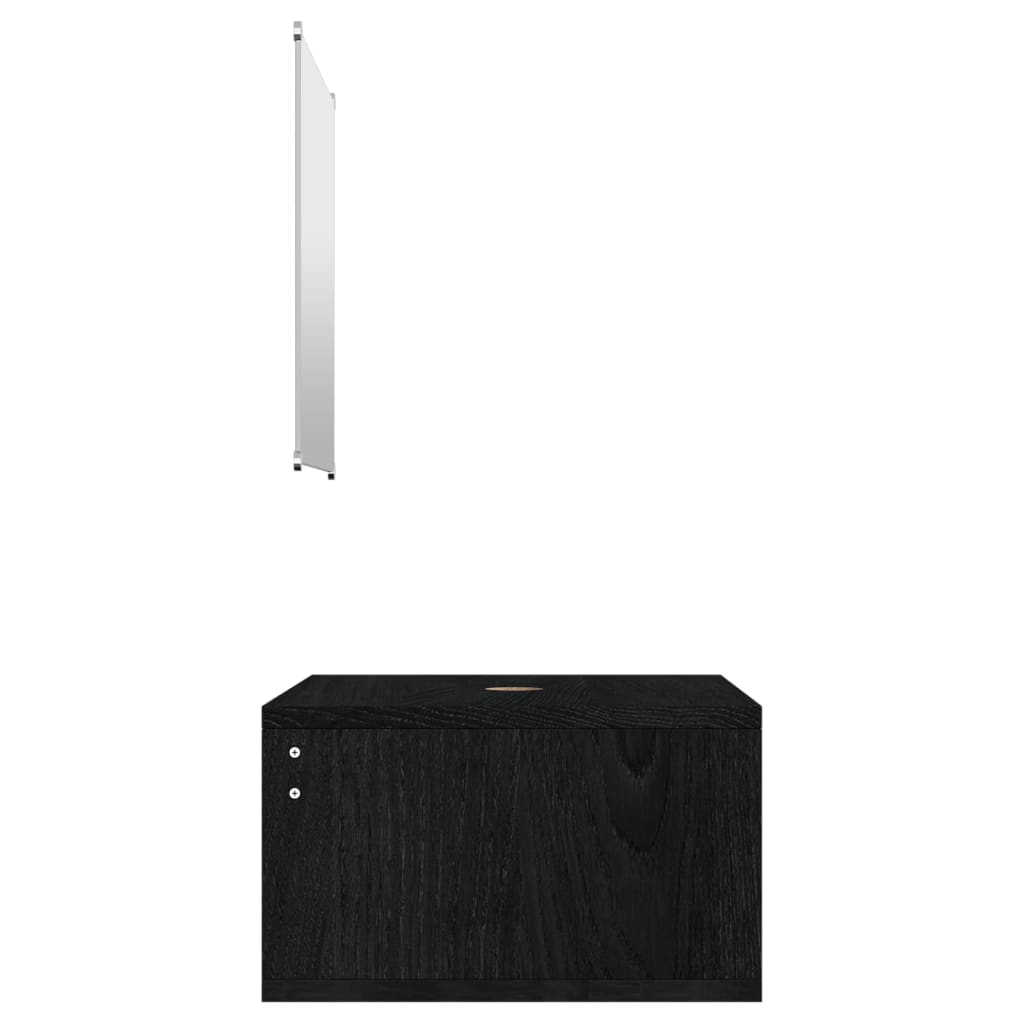 2-delige Badkamermeubelset bewerkt hout zwart is nu te koop bij PeponiXL, paradijselijk wonen!
