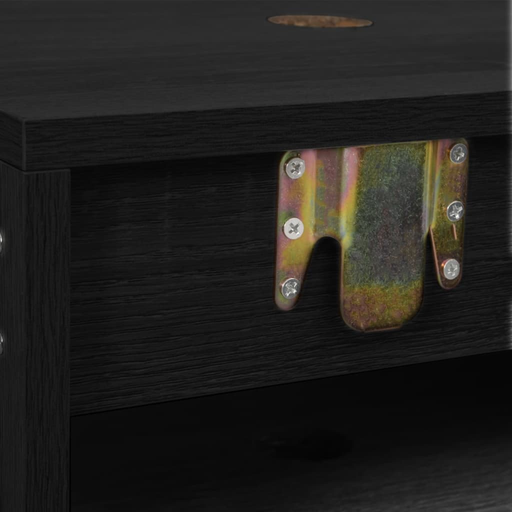 2-delige Badkamermeubelset bewerkt hout zwart is nu te koop bij PeponiXL, paradijselijk wonen!