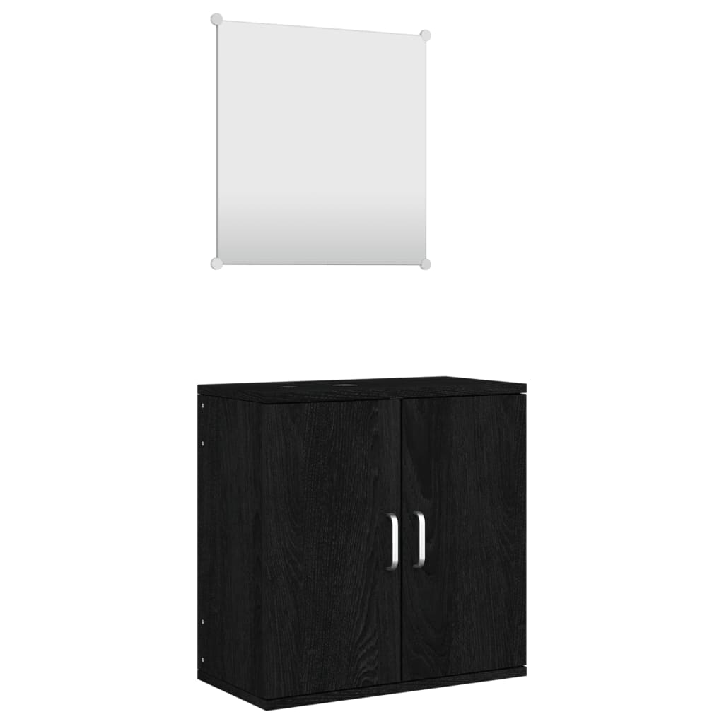 2-delige Badkamermeubelset bewerkt hout zwart is nu te koop bij PeponiXL, paradijselijk wonen!