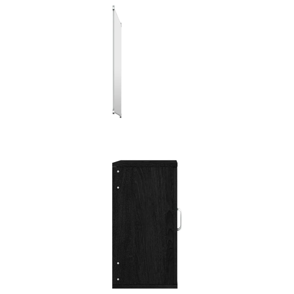 2-delige Badkamermeubelset bewerkt hout zwart is nu te koop bij PeponiXL, paradijselijk wonen!