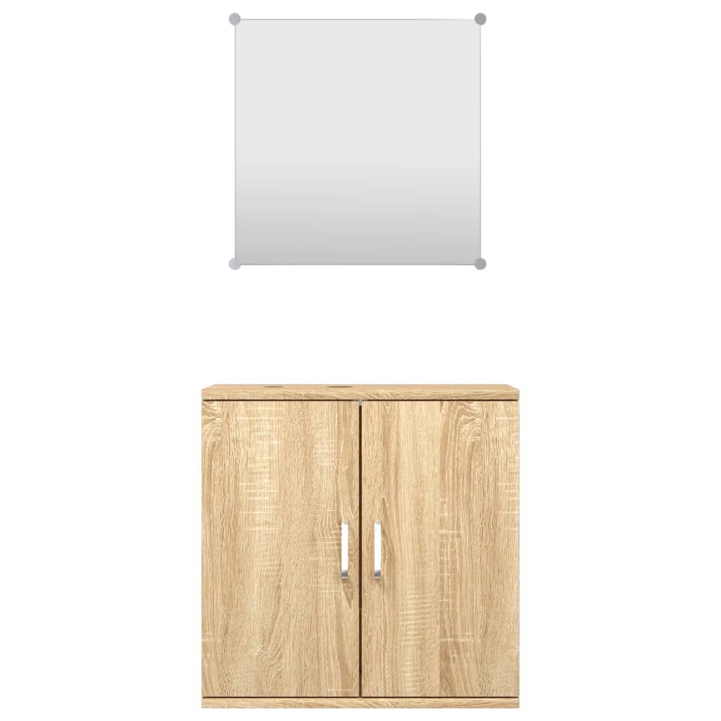 2-delige Badkamermeubelset bewerkt hout eikenkleurig is nu te koop bij PeponiXL, paradijselijk wonen!