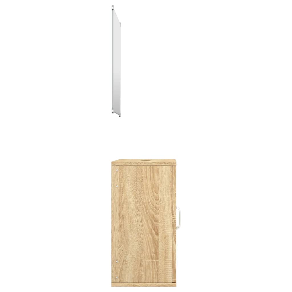 2-delige Badkamermeubelset bewerkt hout eikenkleurig is nu te koop bij PeponiXL, paradijselijk wonen!