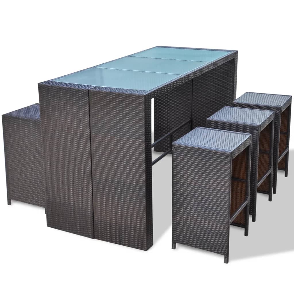 7-delige Tuinbarset met kussens poly rattan bruin is nu te koop bij PeponiXL, paradijselijk wonen!