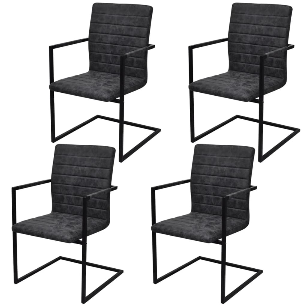 Eetkamerstoelen 4 st kunstleer zwart is nu te koop bij PeponiXL, paradijselijk wonen!