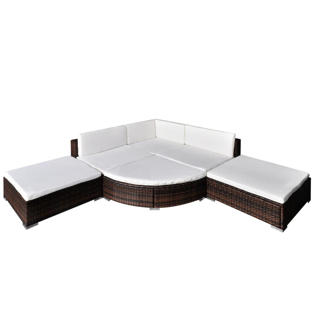 6-delige Loungeset met kussens poly rattan bruin is nu te koop bij PeponiXL, paradijselijk wonen!
