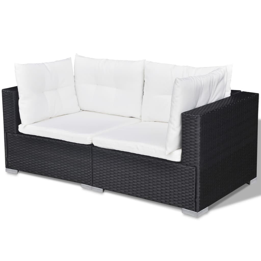 10-delige Loungeset met kussens poly rattan zwart is nu te koop bij PeponiXL, paradijselijk wonen!
