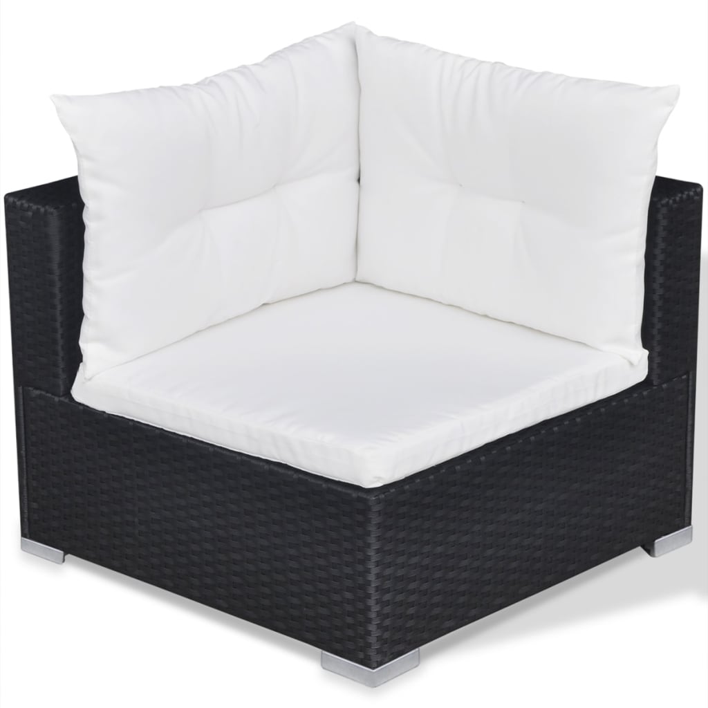 10-delige Loungeset met kussens poly rattan zwart is nu te koop bij PeponiXL, paradijselijk wonen!