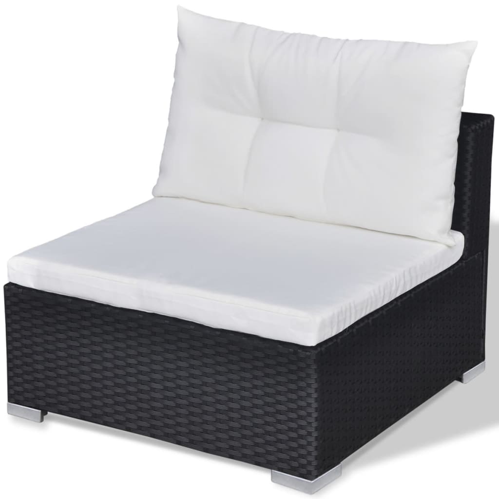 10-delige Loungeset met kussens poly rattan zwart is nu te koop bij PeponiXL, paradijselijk wonen!