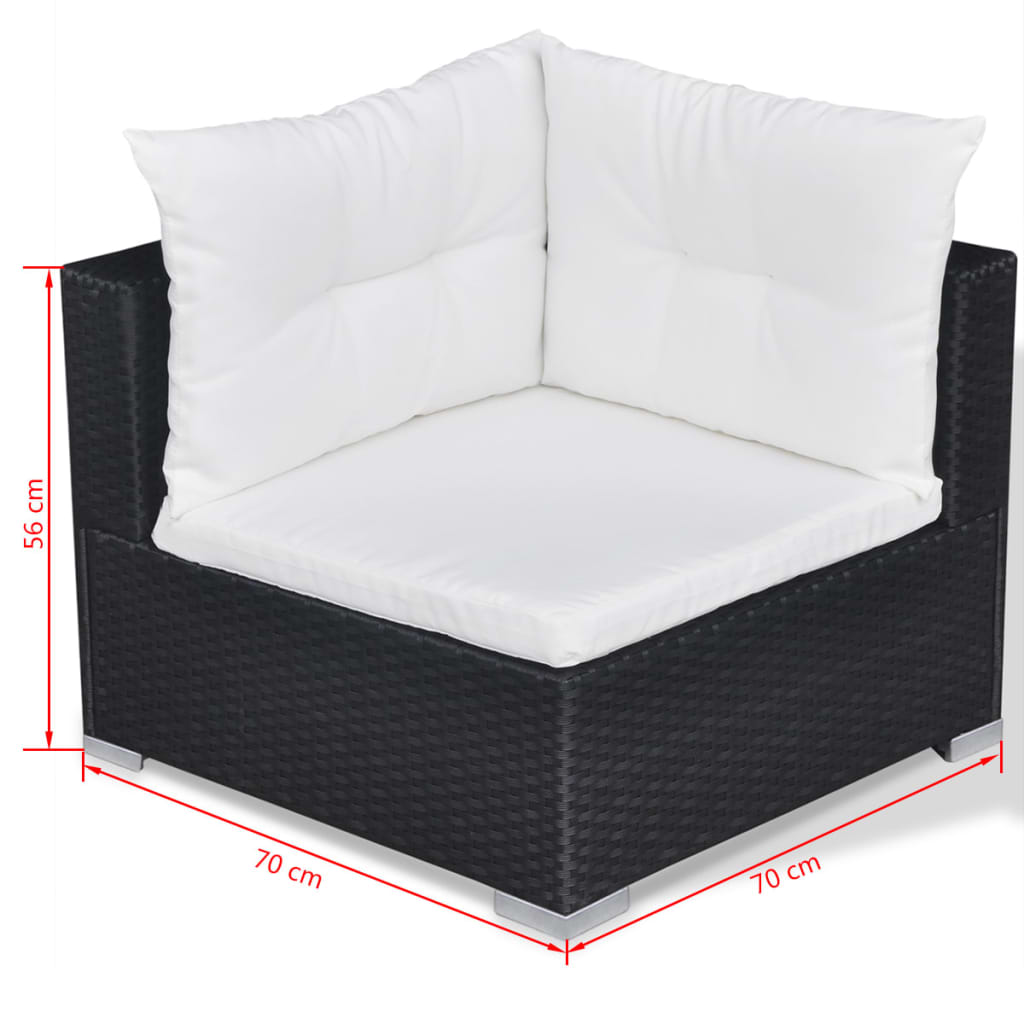 10-delige Loungeset met kussens poly rattan zwart is nu te koop bij PeponiXL, paradijselijk wonen!