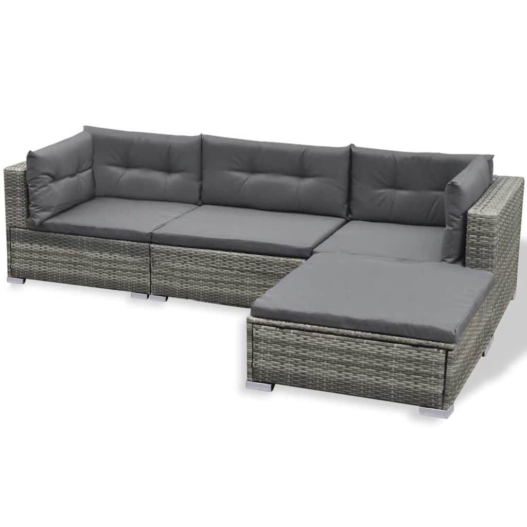 6-delige Loungeset met kussens poly rattan grijs is nu te koop bij PeponiXL, paradijselijk wonen!